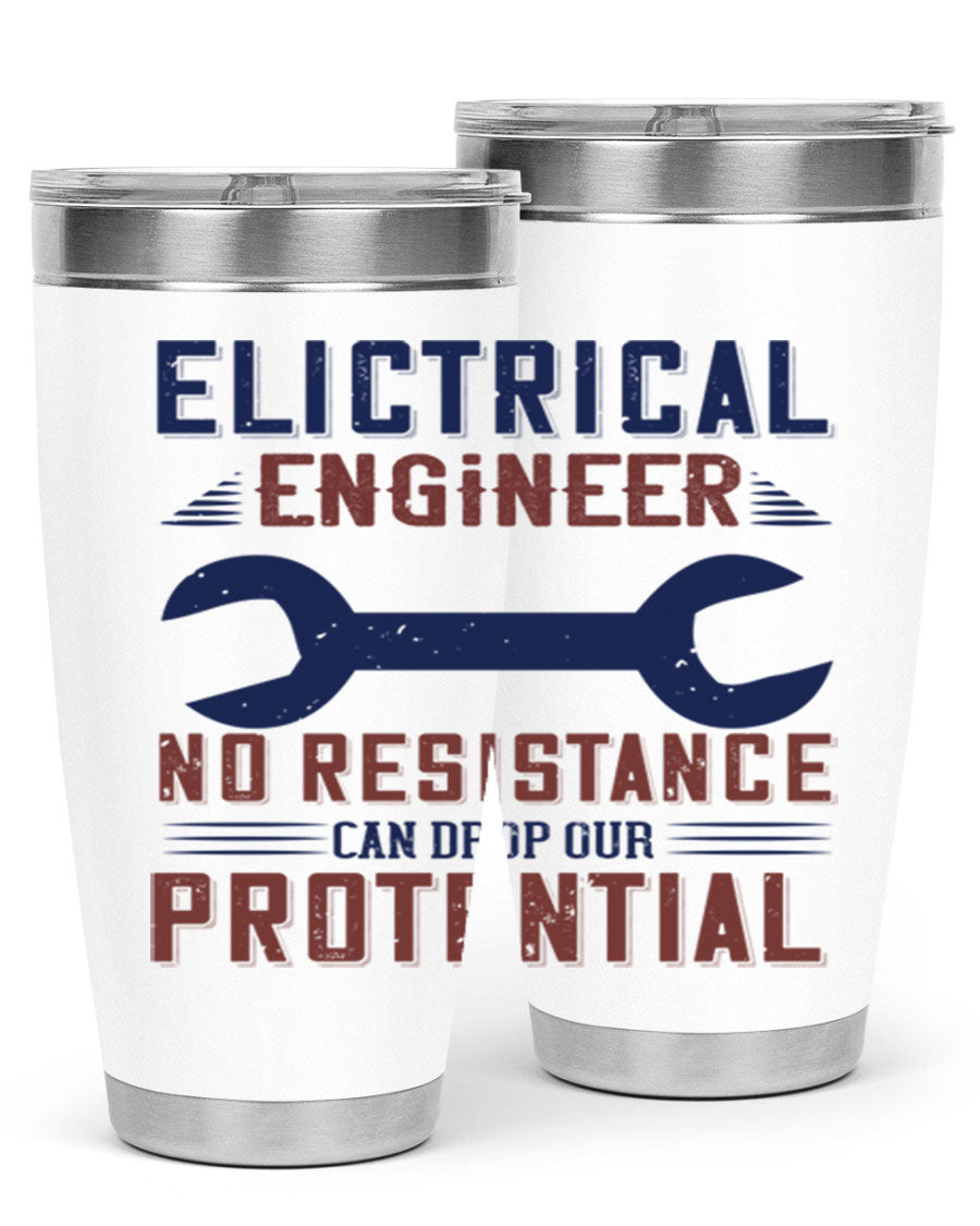 Electrical engineer themed stainless steel tumbler with double wall vacuum insulation, featuring a drink-thru lid and printed design.