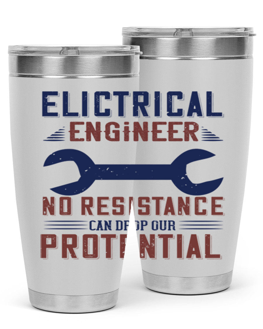 Electrical engineer themed stainless steel tumbler with double wall vacuum insulation, featuring a drink-thru lid and printed design.