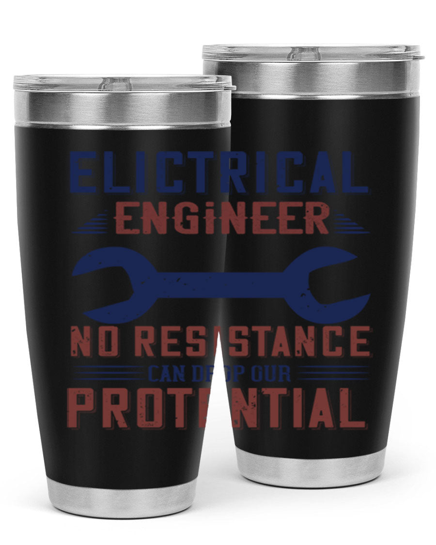 Electrical engineer themed stainless steel tumbler with double wall vacuum insulation, featuring a drink-thru lid and printed design.