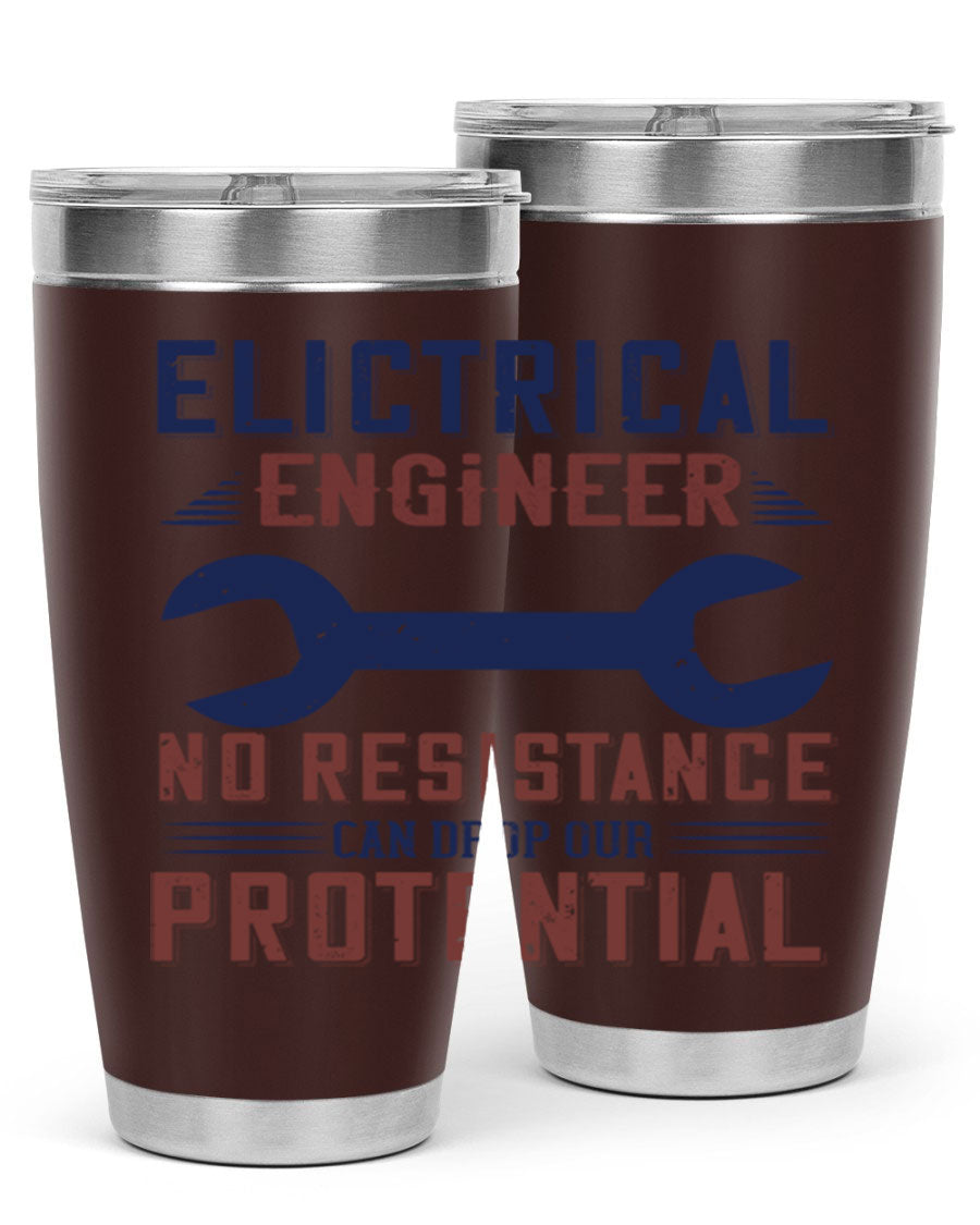 Electrical engineer themed stainless steel tumbler with double wall vacuum insulation, featuring a drink-thru lid and printed design.