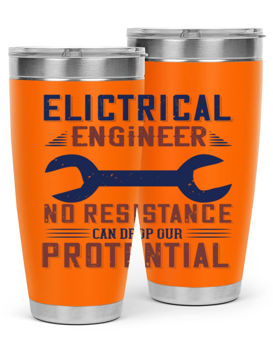Electrical engineer themed stainless steel tumbler with double wall vacuum insulation, featuring a drink-thru lid and printed design.