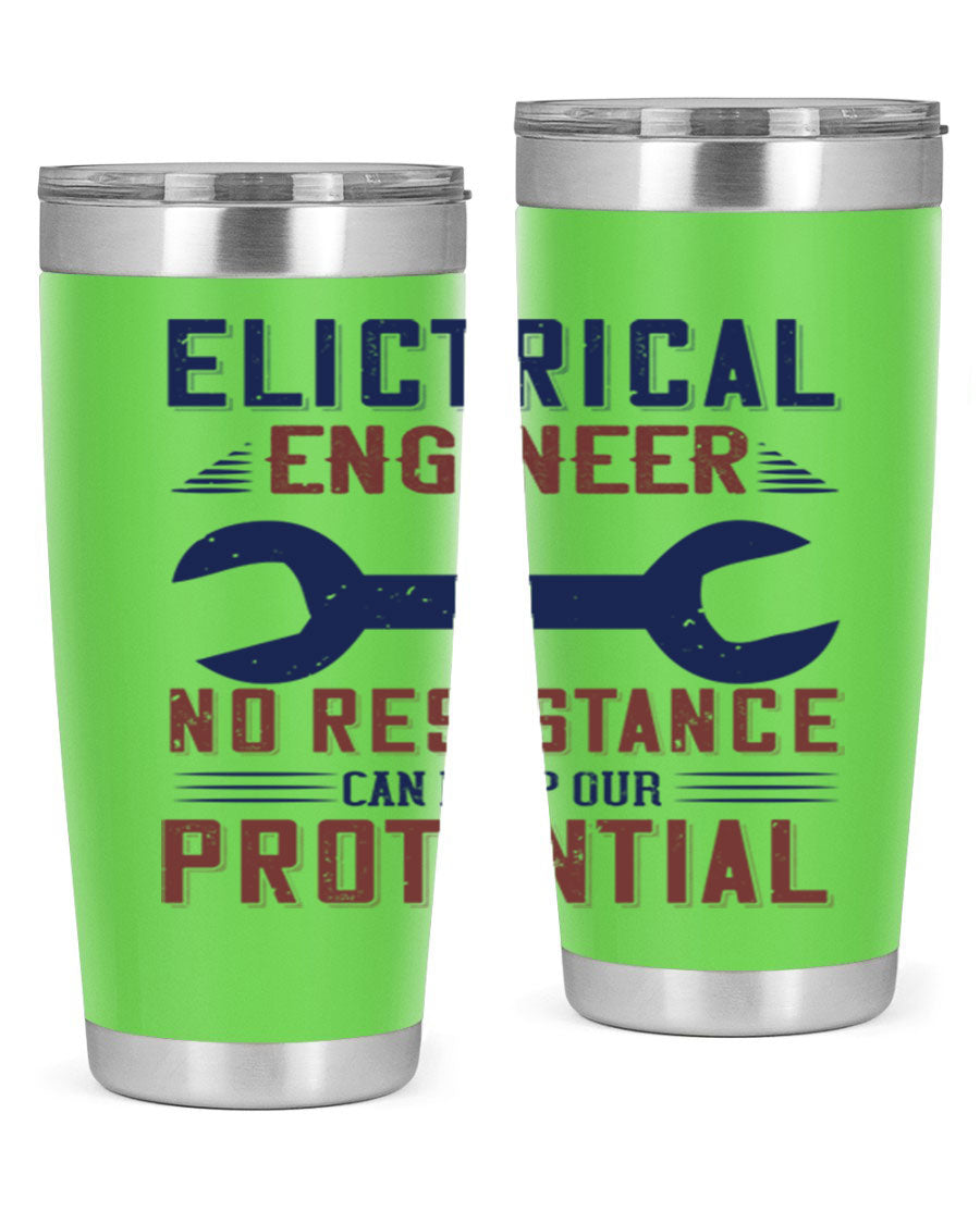 Electrical engineer themed stainless steel tumbler with double wall vacuum insulation, featuring a drink-thru lid and printed design.