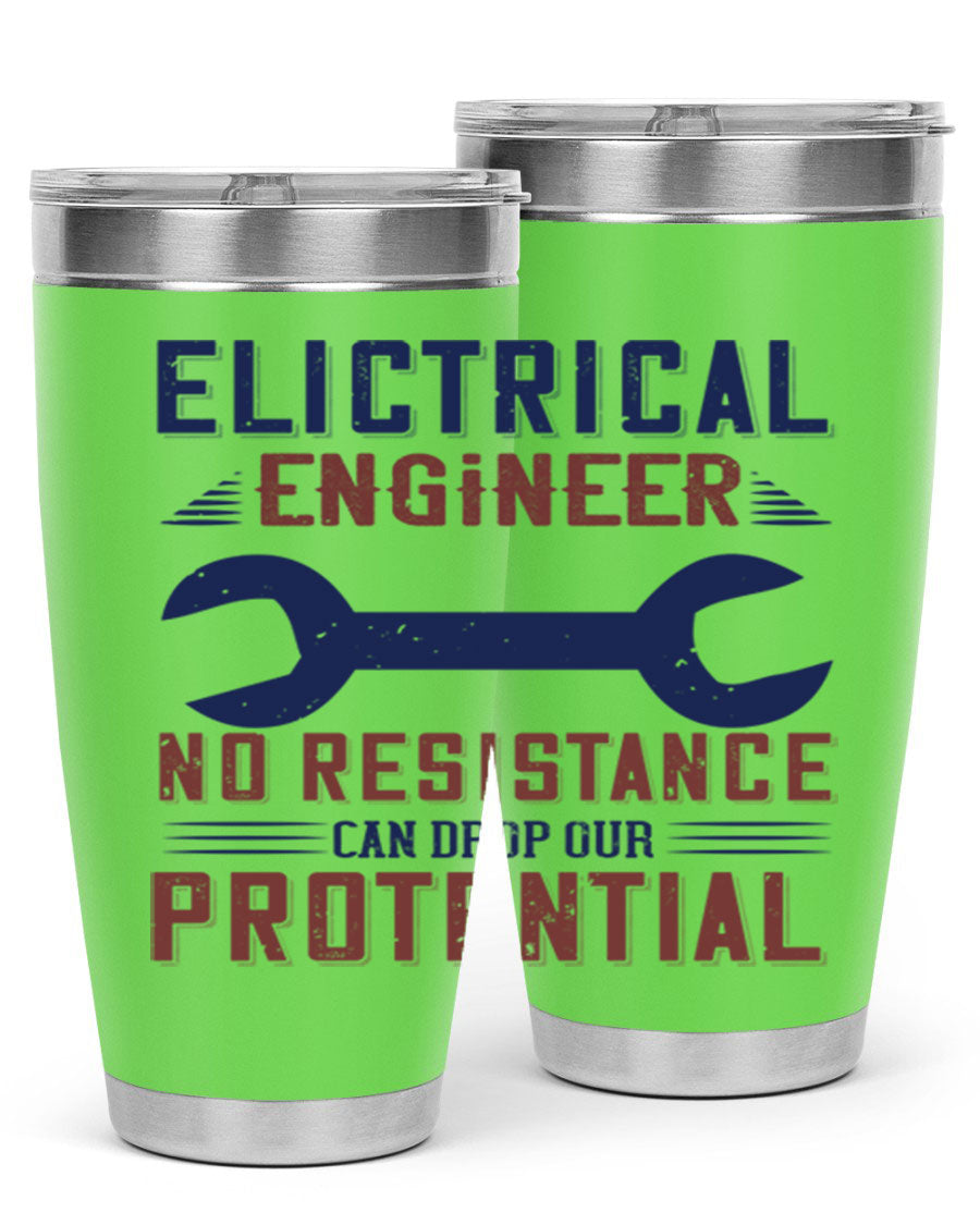 Electrical engineer themed stainless steel tumbler with double wall vacuum insulation, featuring a drink-thru lid and printed design.