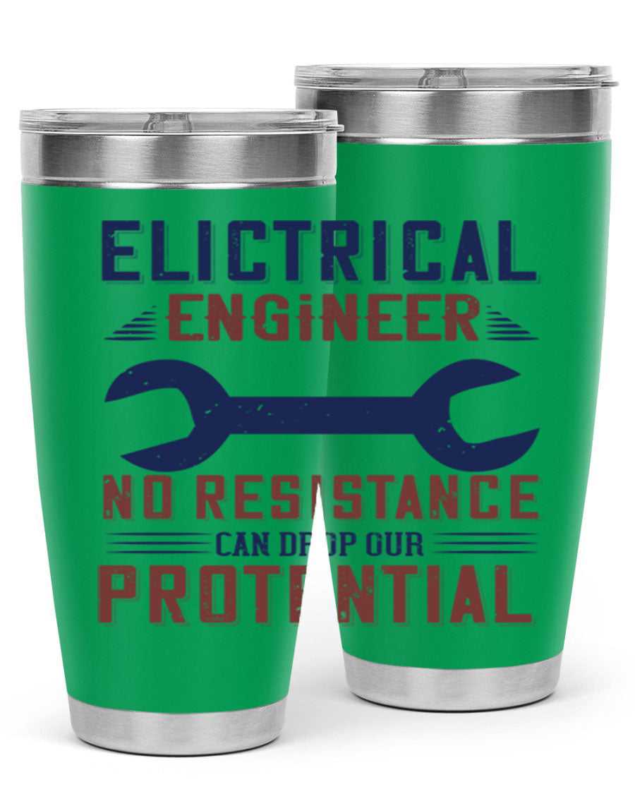 Electrical engineer themed stainless steel tumbler with double wall vacuum insulation, featuring a drink-thru lid and printed design.