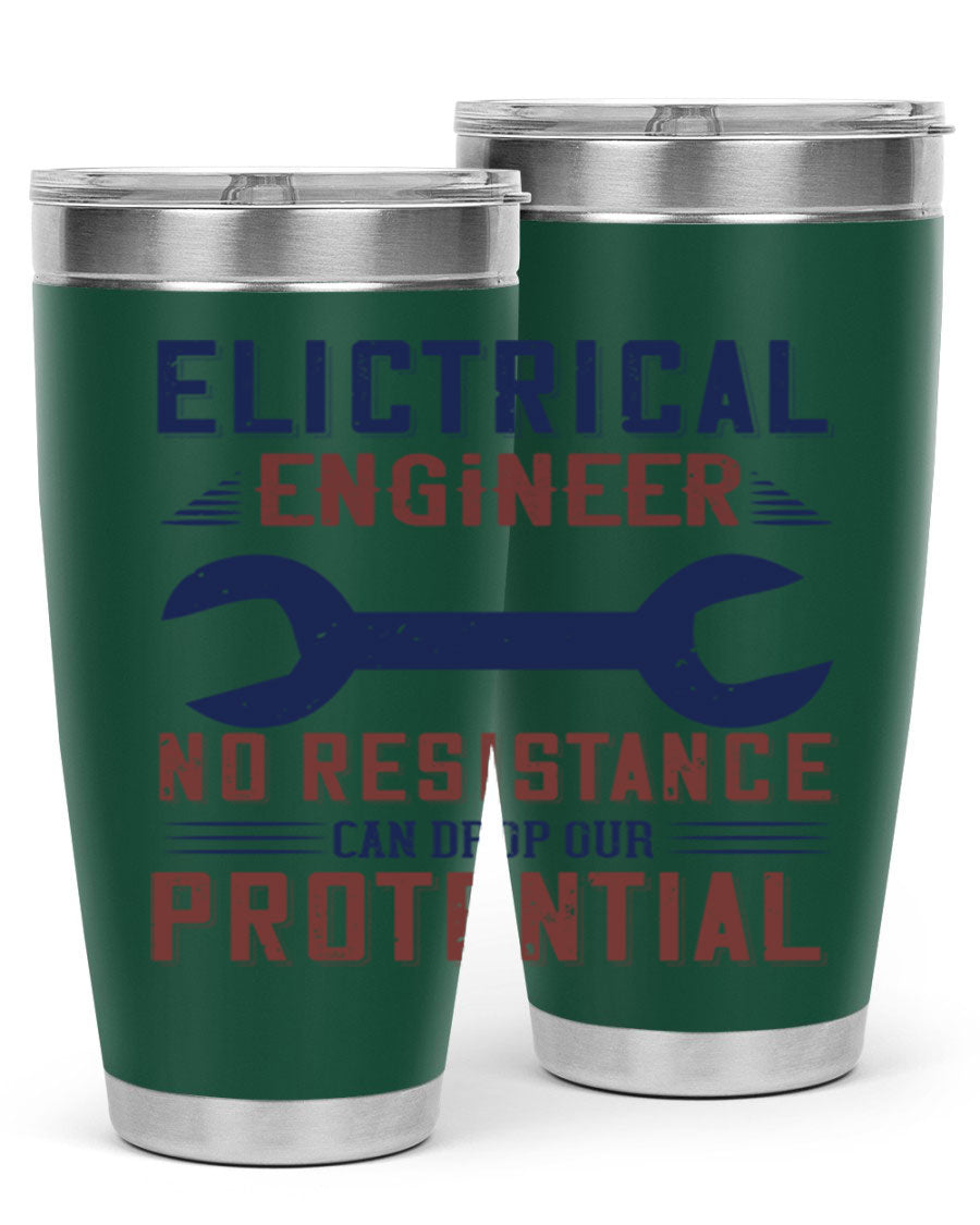 Electrical engineer themed stainless steel tumbler with double wall vacuum insulation, featuring a drink-thru lid and printed design.