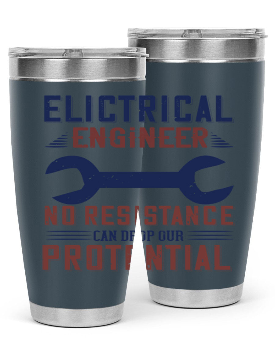 Electrical engineer themed stainless steel tumbler with double wall vacuum insulation, featuring a drink-thru lid and printed design.