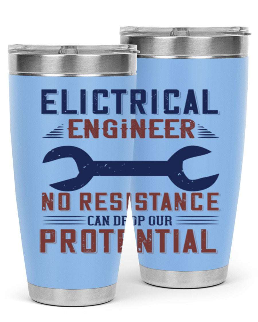 Electrical engineer themed stainless steel tumbler with double wall vacuum insulation, featuring a drink-thru lid and printed design.
