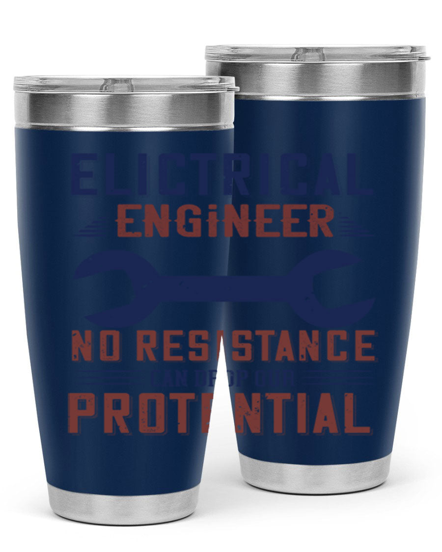 Electrical engineer themed stainless steel tumbler with double wall vacuum insulation, featuring a drink-thru lid and printed design.