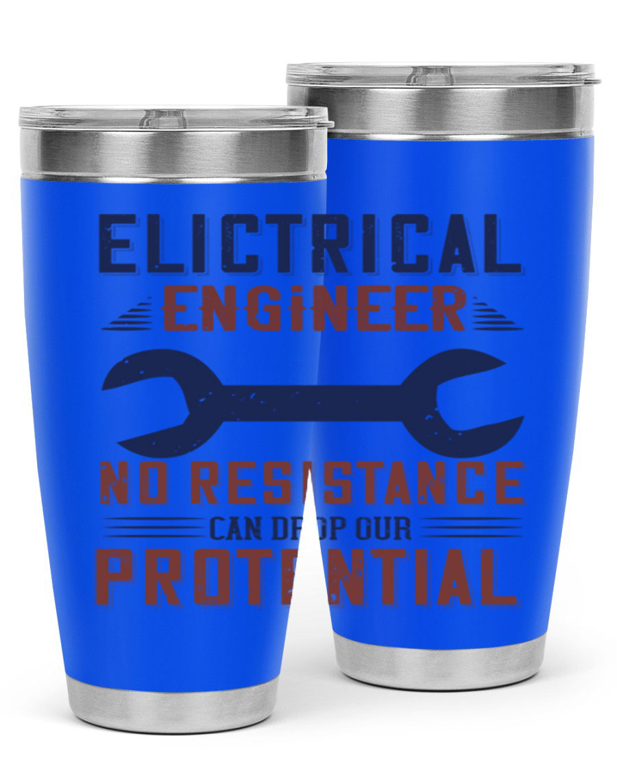 Electrical engineer themed stainless steel tumbler with double wall vacuum insulation, featuring a drink-thru lid and printed design.