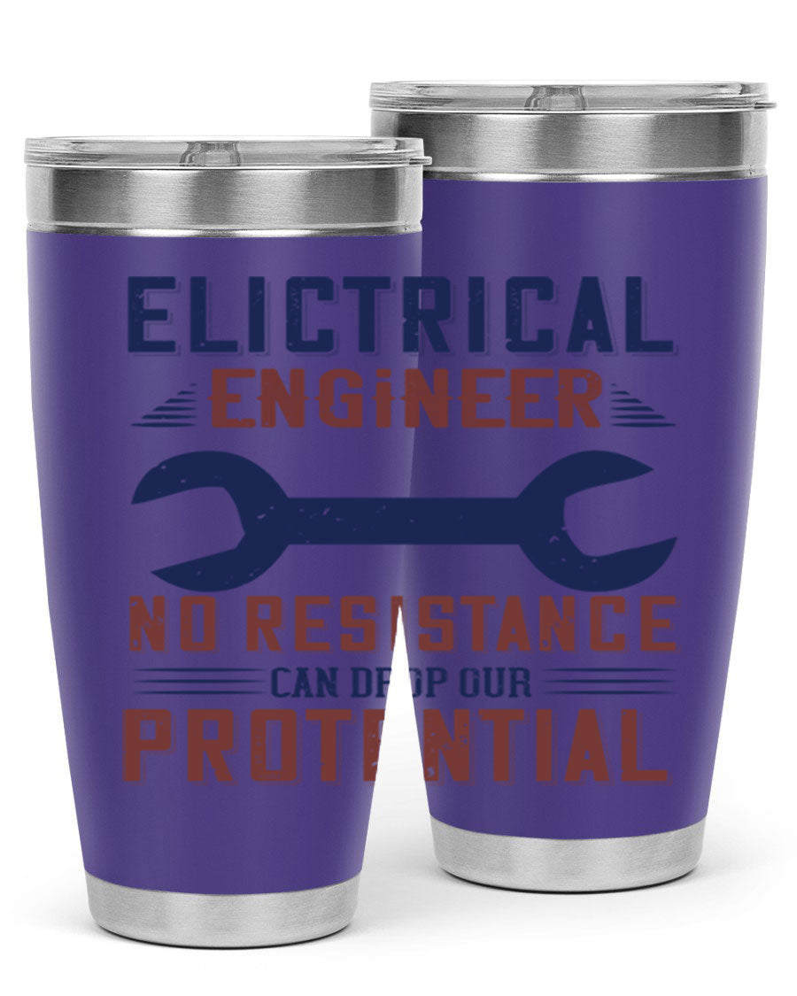 Electrical engineer themed stainless steel tumbler with double wall vacuum insulation, featuring a drink-thru lid and printed design.