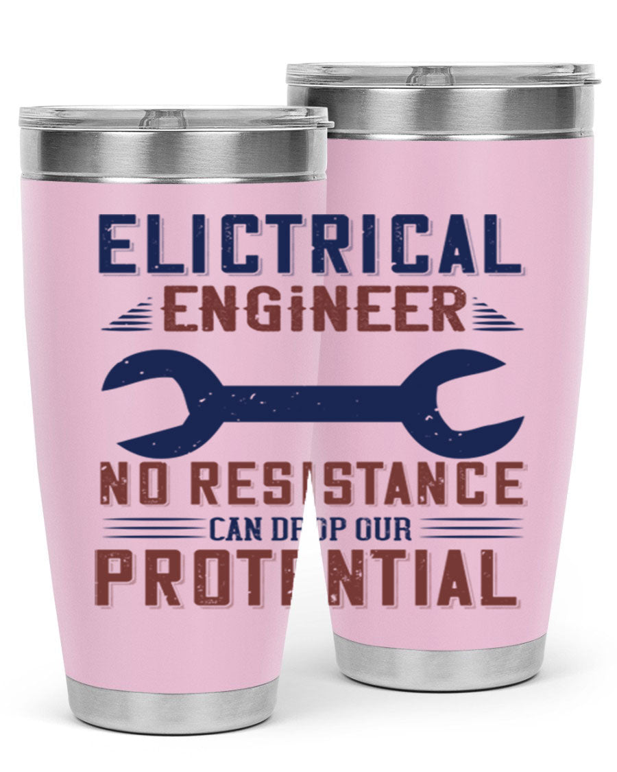 Electrical engineer themed stainless steel tumbler with double wall vacuum insulation, featuring a drink-thru lid and printed design.