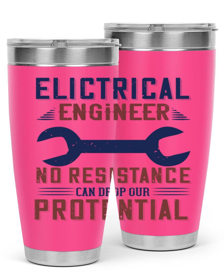 Electrical engineer themed stainless steel tumbler with double wall vacuum insulation, featuring a drink-thru lid and printed design.