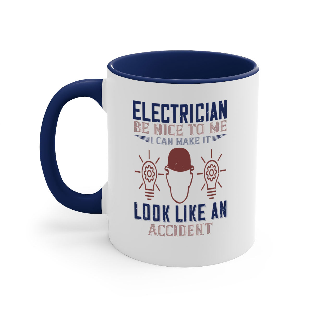 Electrician nice to me mug with colorful handle and glossy finish, available in multiple colors and sizes.