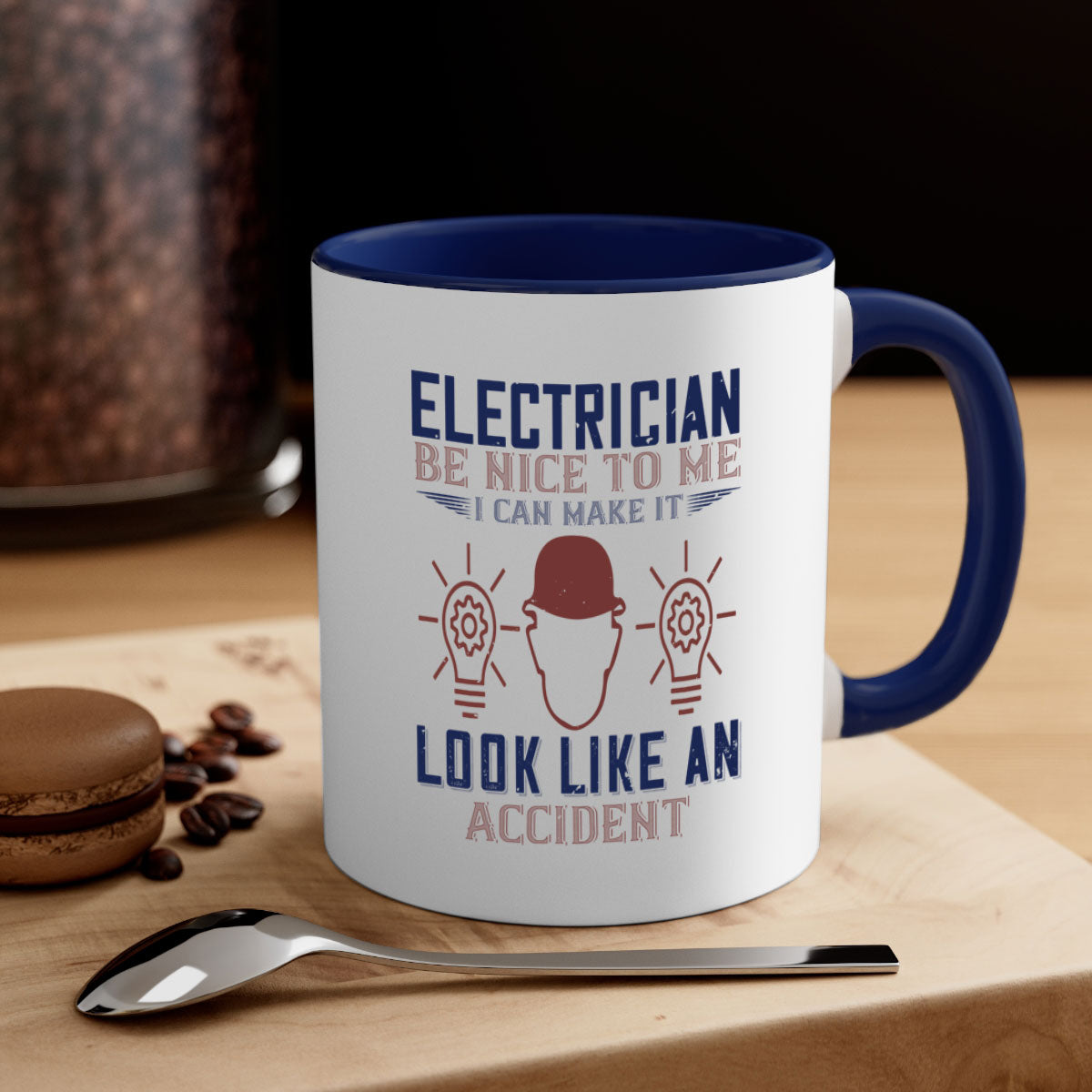 Electrician nice to me mug with colorful handle and glossy finish, available in multiple colors and sizes.
