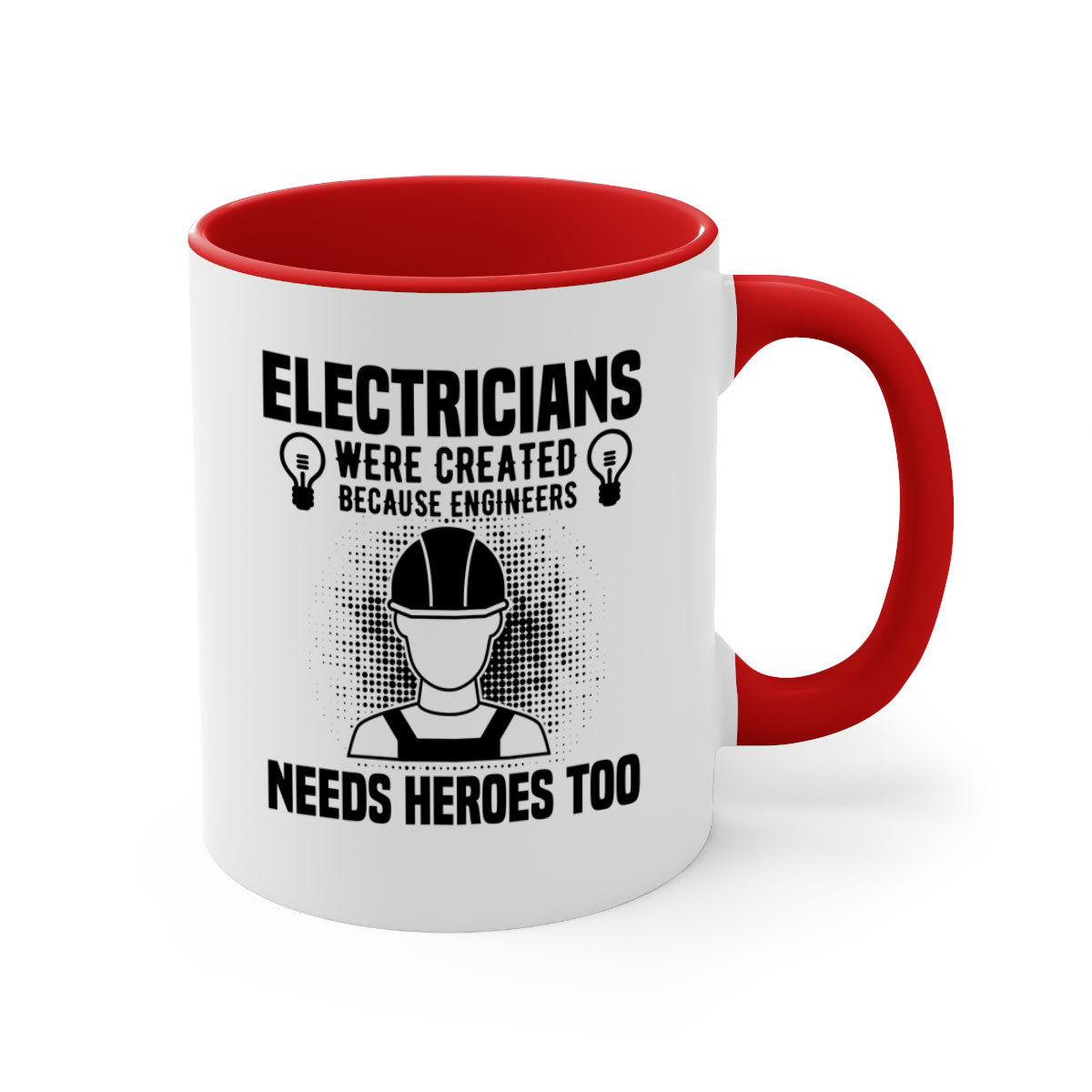 Electrician were Style 52# Mug featuring a two-tone design with a colored handle and interior, available in multiple colors and sizes.