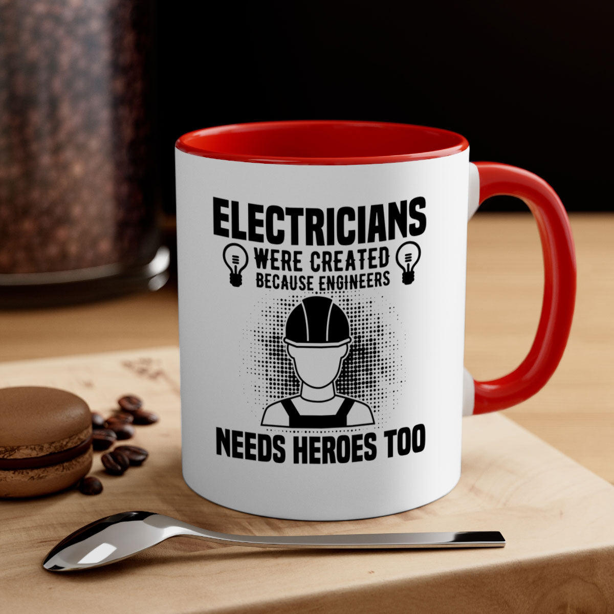 Electrician were Style 52# Mug featuring a two-tone design with a colored handle and interior, available in multiple colors and sizes.