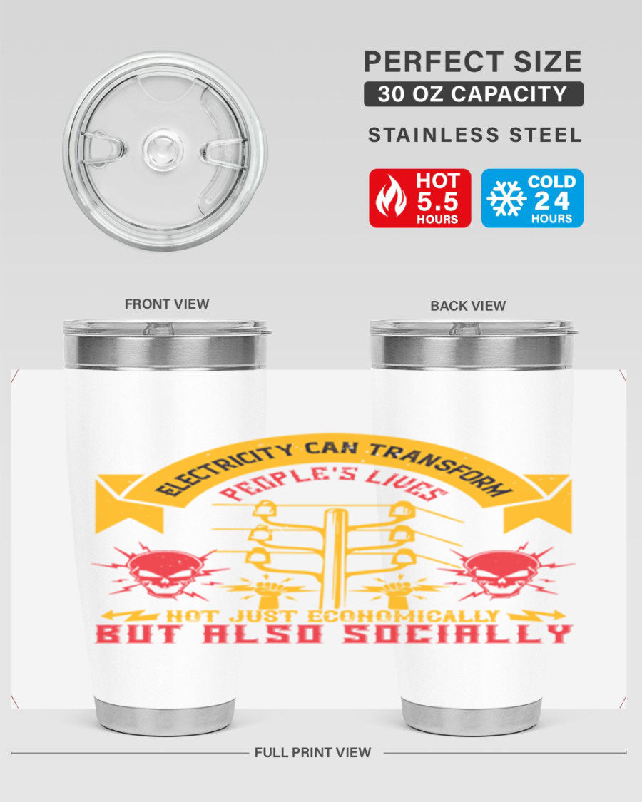 A stylish 20oz and 30oz stainless steel tumbler with a copper lining, showcasing its double wall vacuum design and drink-thru lid.