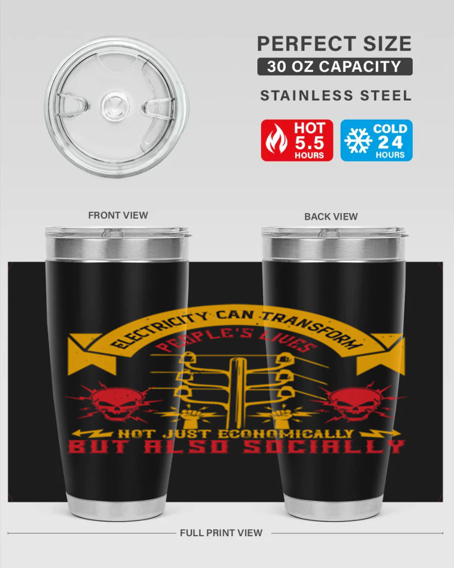 A stylish 20oz and 30oz stainless steel tumbler with a copper lining, showcasing its double wall vacuum design and drink-thru lid.