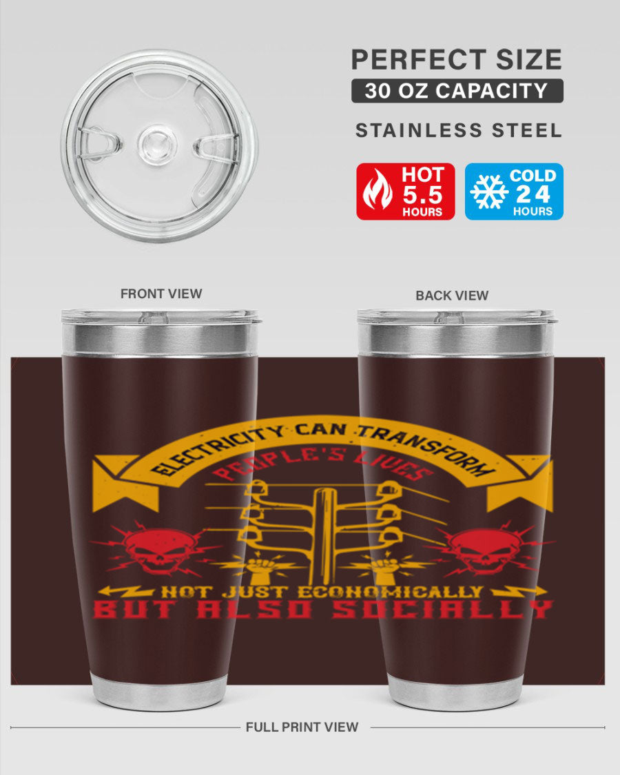 A stylish 20oz and 30oz stainless steel tumbler with a copper lining, showcasing its double wall vacuum design and drink-thru lid.