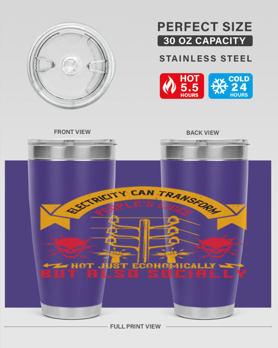 A stylish 20oz and 30oz stainless steel tumbler with a copper lining, showcasing its double wall vacuum design and drink-thru lid.