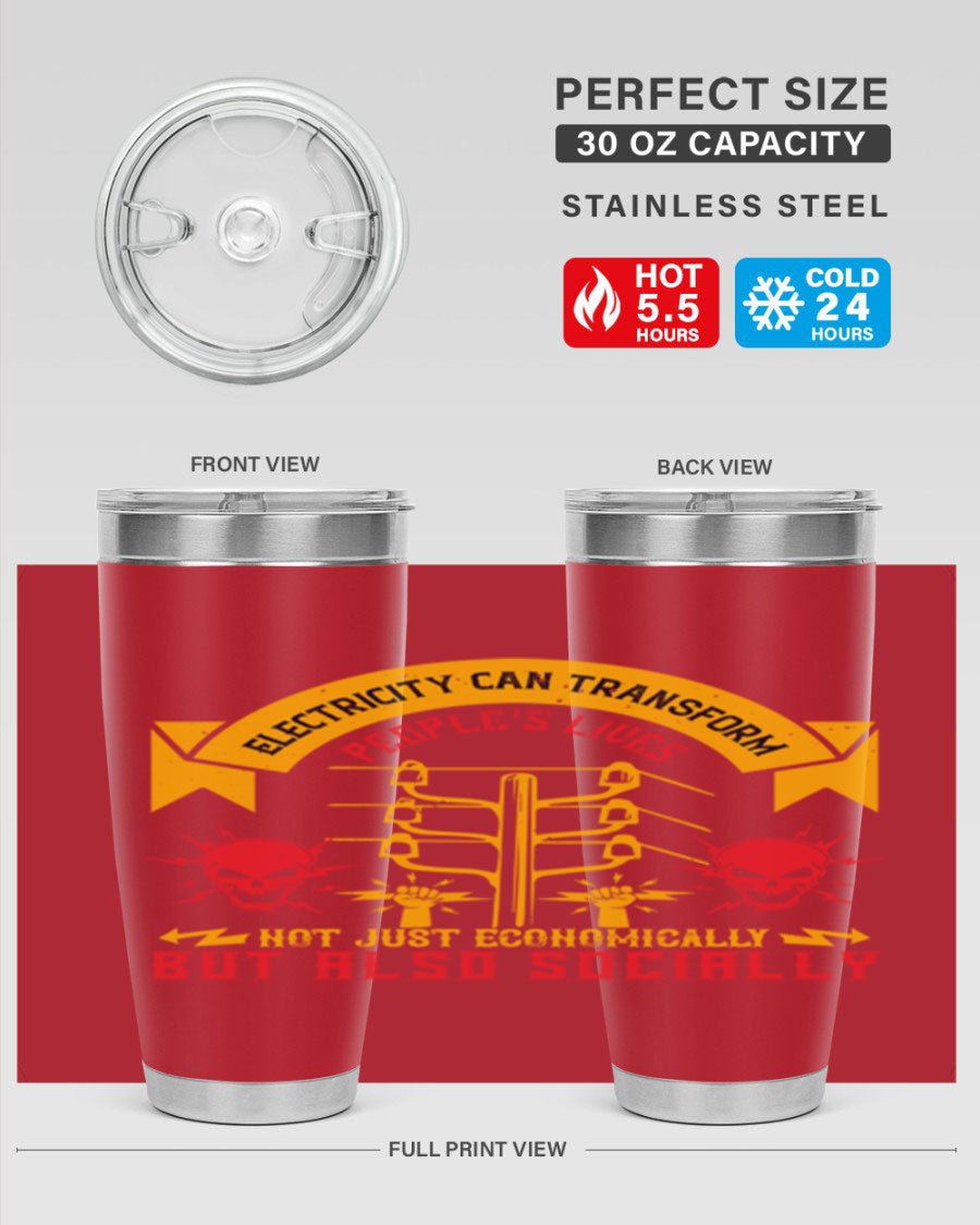 A stylish 20oz and 30oz stainless steel tumbler with a copper lining, showcasing its double wall vacuum design and drink-thru lid.