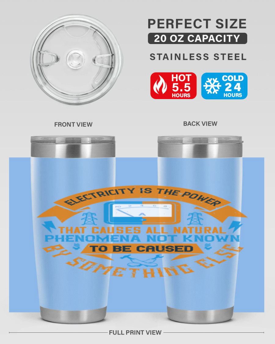 A stylish 20oz and 30oz stainless steel tumbler with double wall vacuum insulation, showcasing vibrant printed designs, perfect for hot and cold beverages.