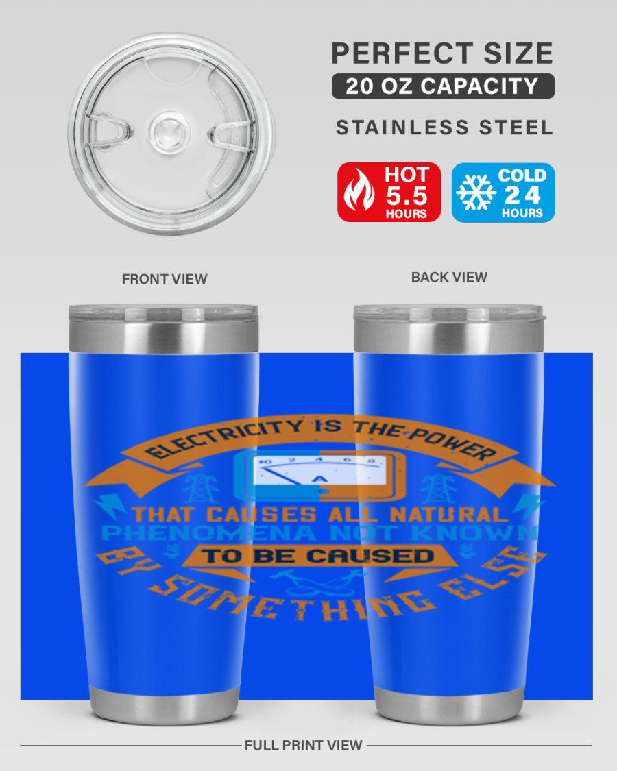 A stylish 20oz and 30oz stainless steel tumbler with double wall vacuum insulation, showcasing vibrant printed designs, perfect for hot and cold beverages.