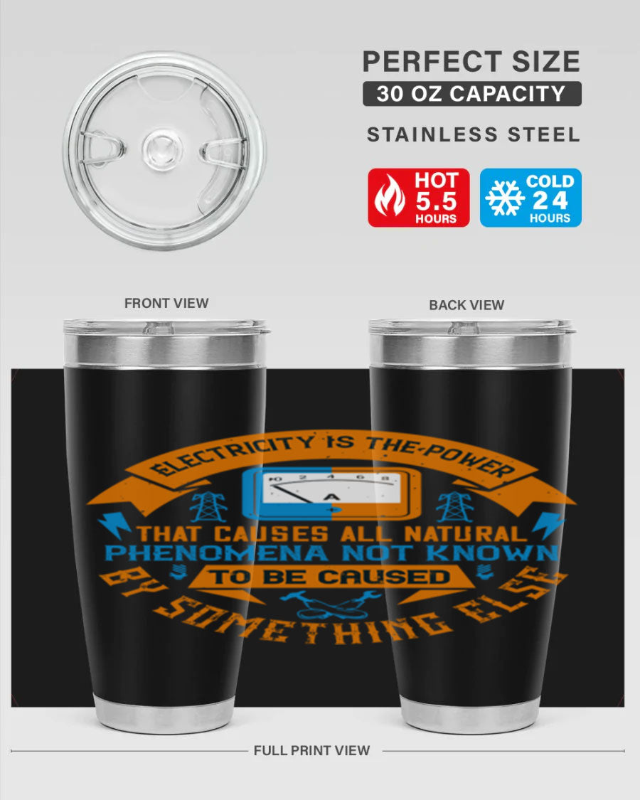 A stylish 20oz and 30oz stainless steel tumbler with double wall vacuum insulation, showcasing vibrant printed designs, perfect for hot and cold beverages.