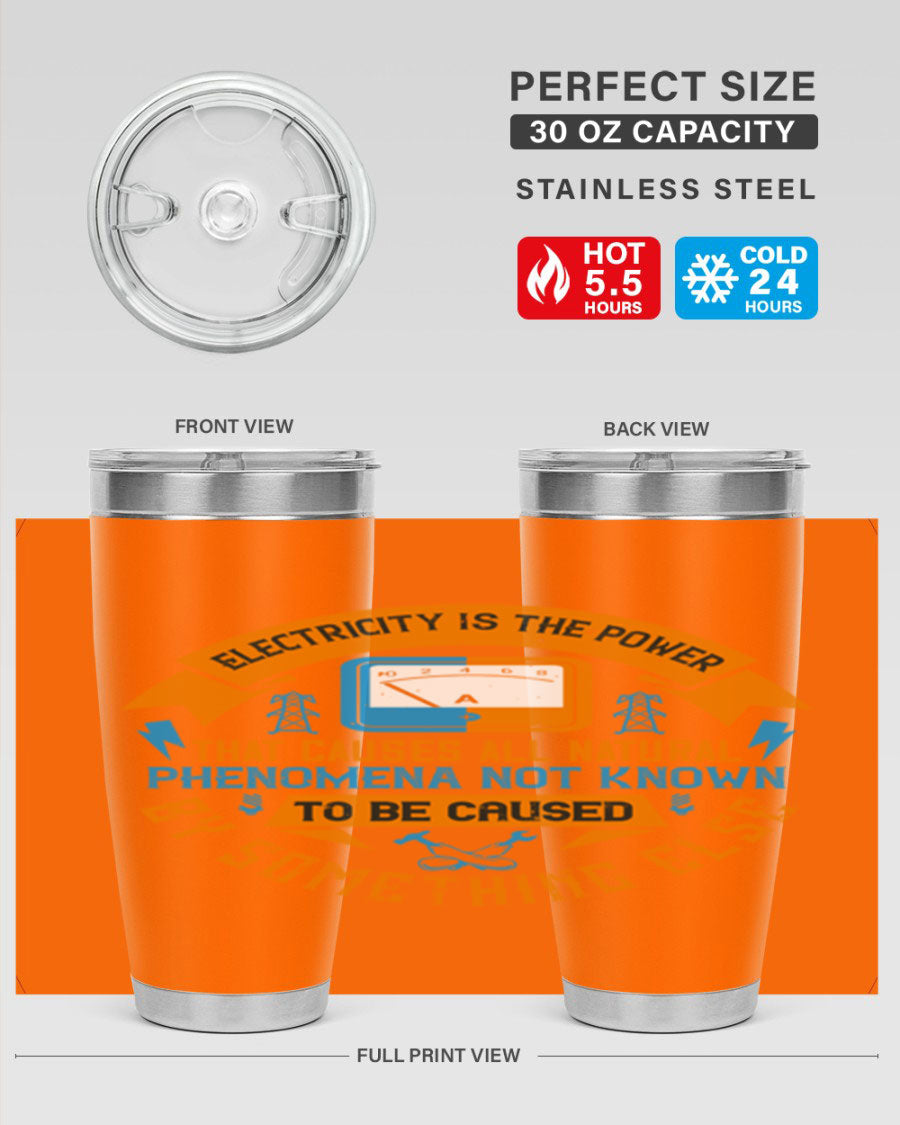 A stylish 20oz and 30oz stainless steel tumbler with double wall vacuum insulation, showcasing vibrant printed designs, perfect for hot and cold beverages.