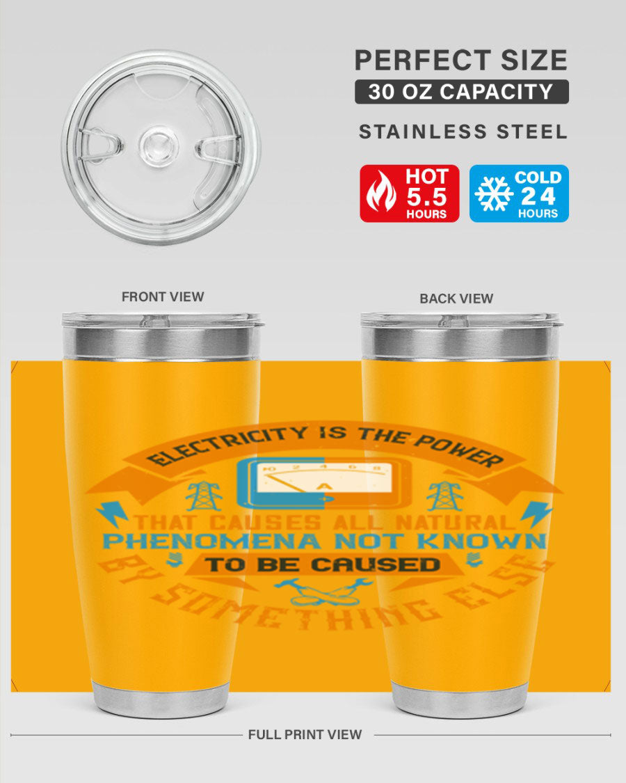 A stylish 20oz and 30oz stainless steel tumbler with double wall vacuum insulation, showcasing vibrant printed designs, perfect for hot and cold beverages.