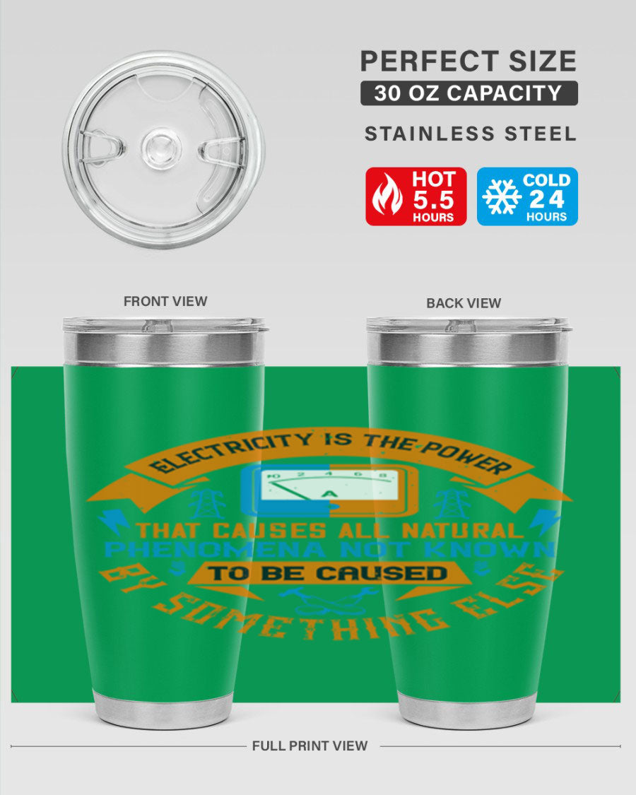 A stylish 20oz and 30oz stainless steel tumbler with double wall vacuum insulation, showcasing vibrant printed designs, perfect for hot and cold beverages.