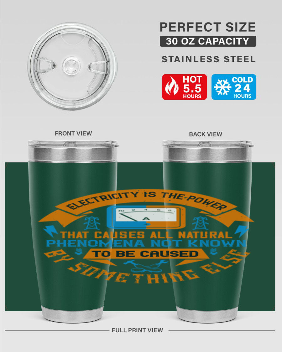 A stylish 20oz and 30oz stainless steel tumbler with double wall vacuum insulation, showcasing vibrant printed designs, perfect for hot and cold beverages.