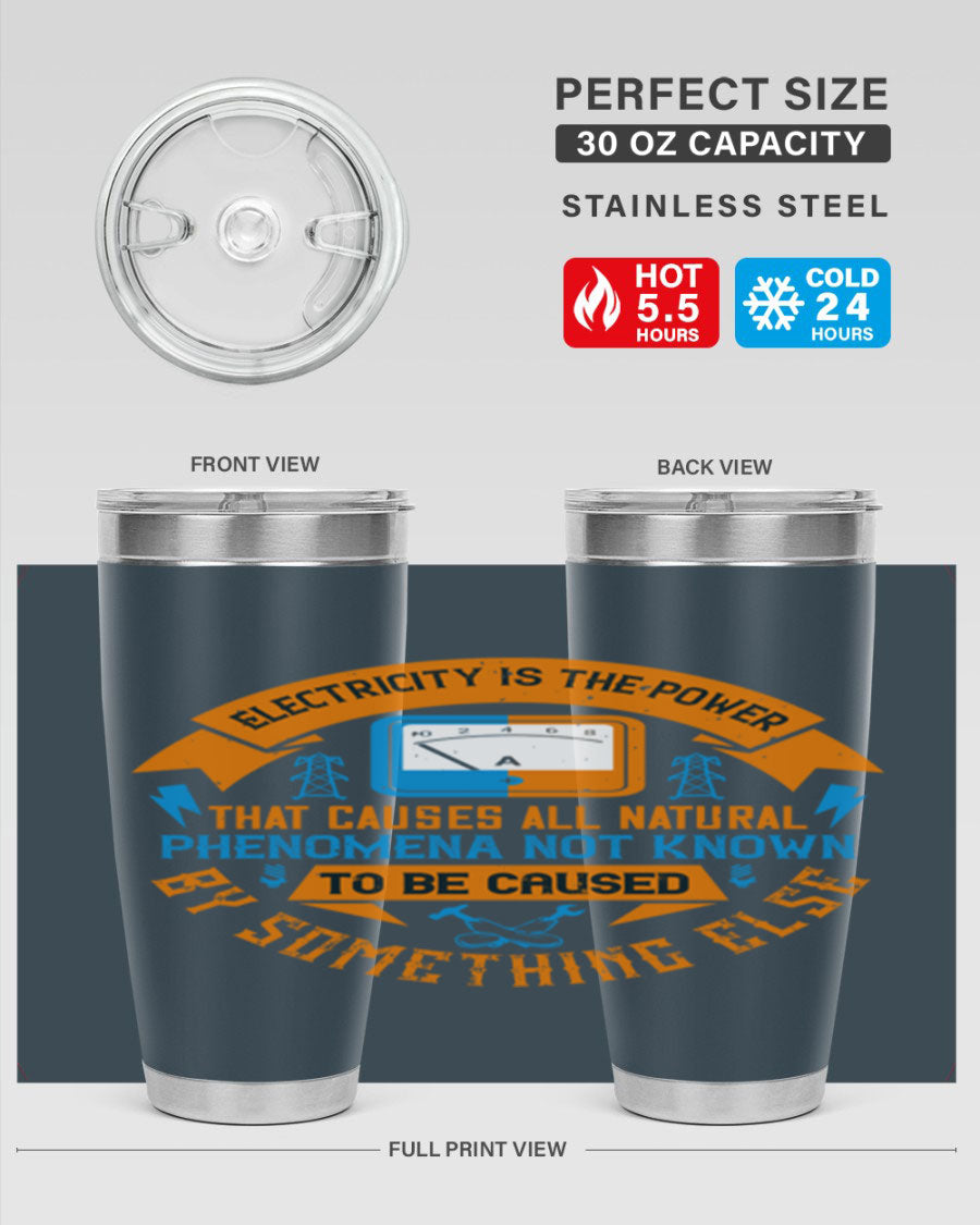 A stylish 20oz and 30oz stainless steel tumbler with double wall vacuum insulation, showcasing vibrant printed designs, perfect for hot and cold beverages.