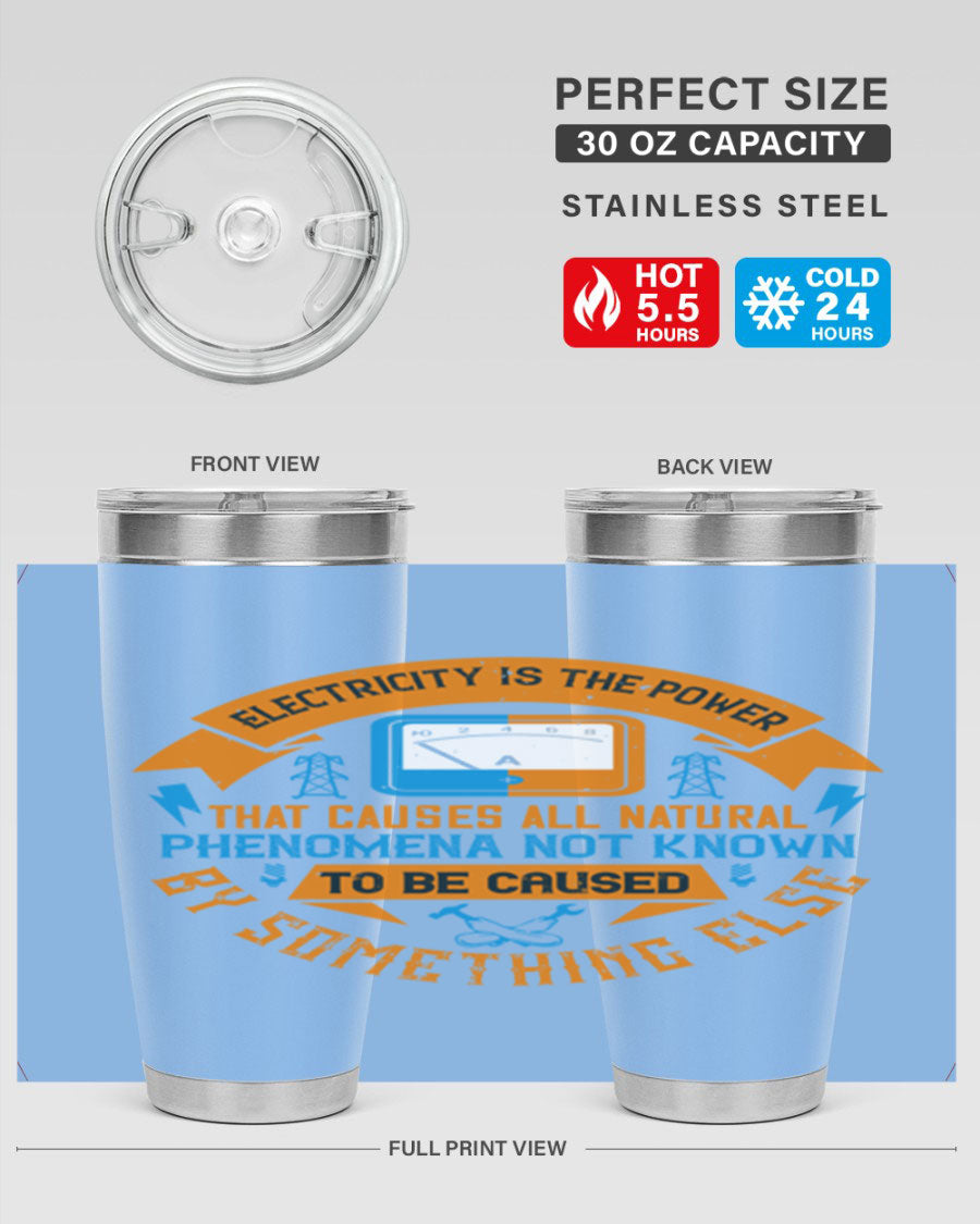 A stylish 20oz and 30oz stainless steel tumbler with double wall vacuum insulation, showcasing vibrant printed designs, perfect for hot and cold beverages.