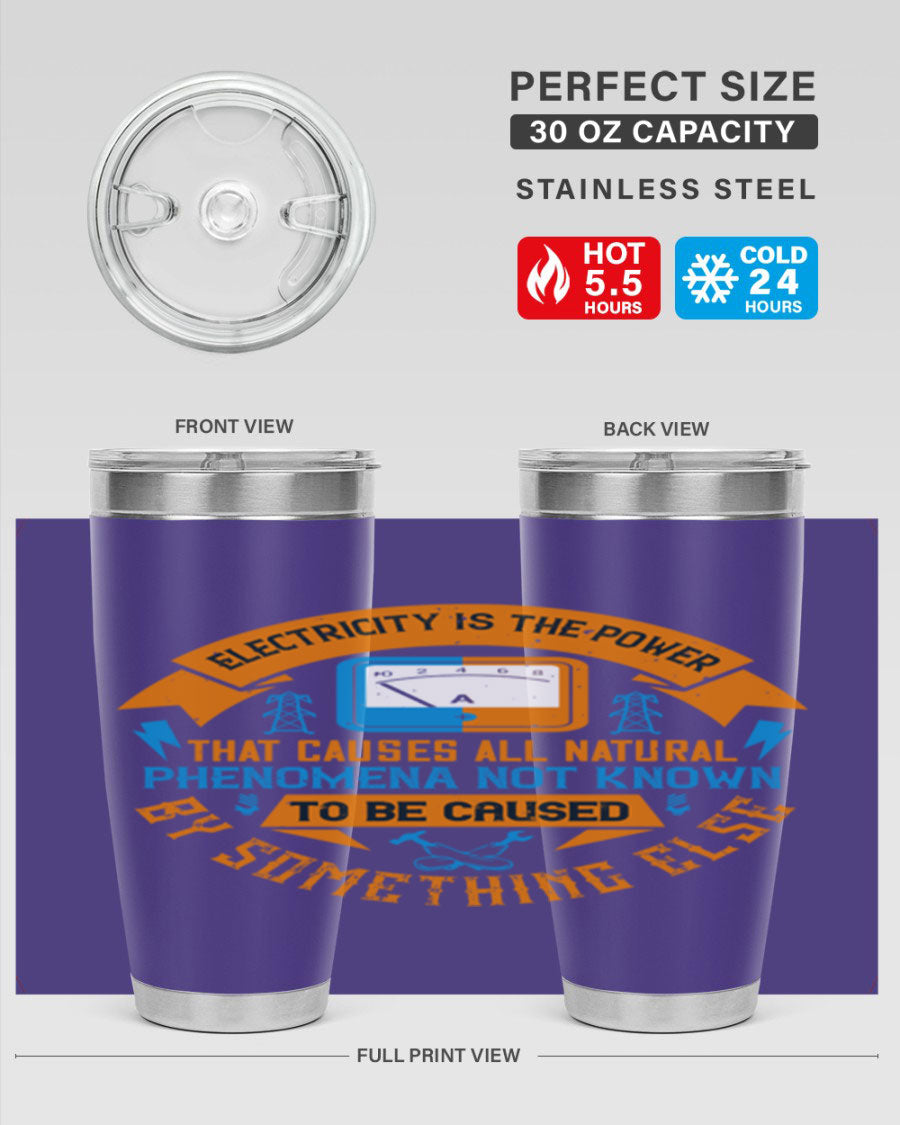 A stylish 20oz and 30oz stainless steel tumbler with double wall vacuum insulation, showcasing vibrant printed designs, perfect for hot and cold beverages.