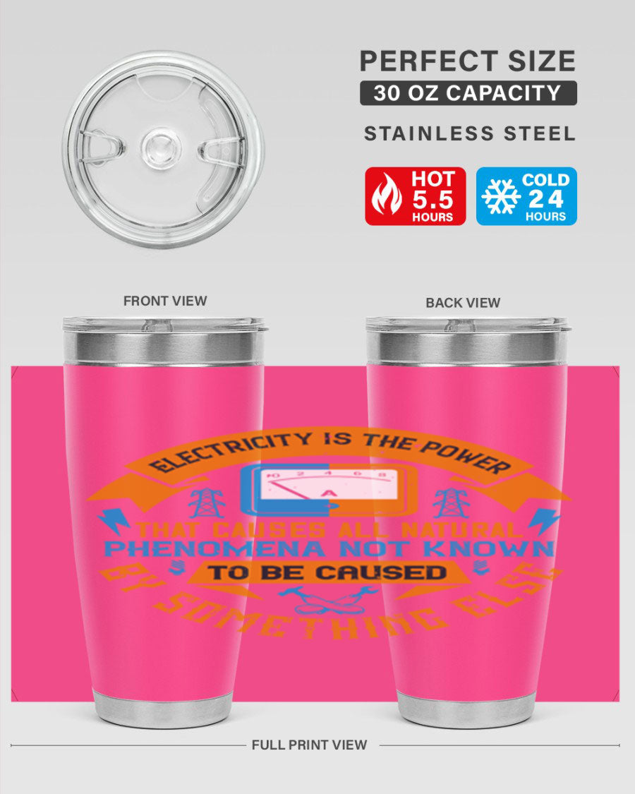 A stylish 20oz and 30oz stainless steel tumbler with double wall vacuum insulation, showcasing vibrant printed designs, perfect for hot and cold beverages.