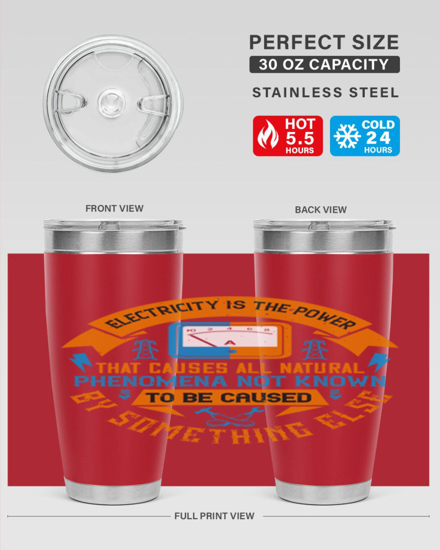 A stylish 20oz and 30oz stainless steel tumbler with double wall vacuum insulation, showcasing vibrant printed designs, perfect for hot and cold beverages.