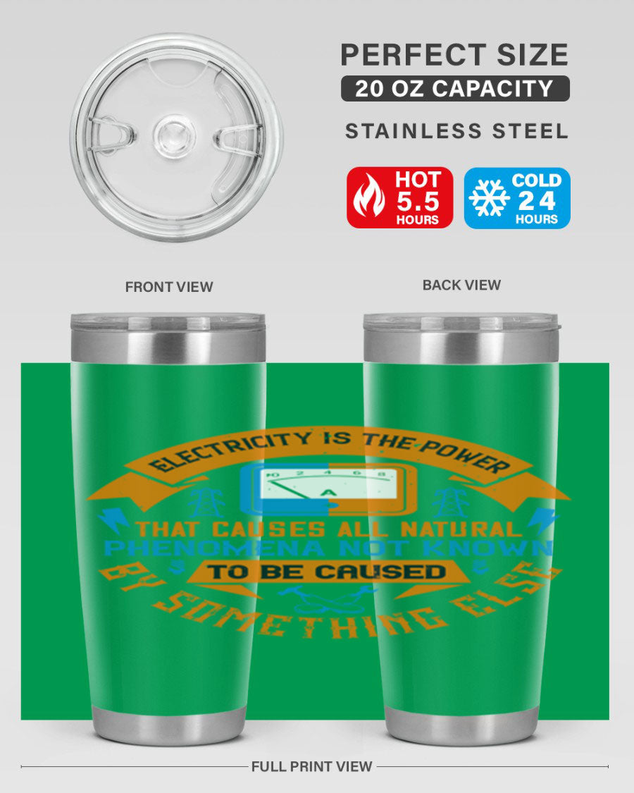 A stylish 20oz and 30oz stainless steel tumbler with double wall vacuum insulation, showcasing vibrant printed designs, perfect for hot and cold beverages.