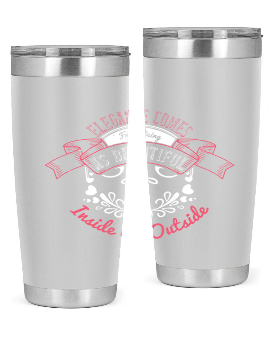 Elegance Style 213# stainless steel tumbler in 20oz and 30oz sizes, showcasing double wall vacuum insulation and a sleek design.