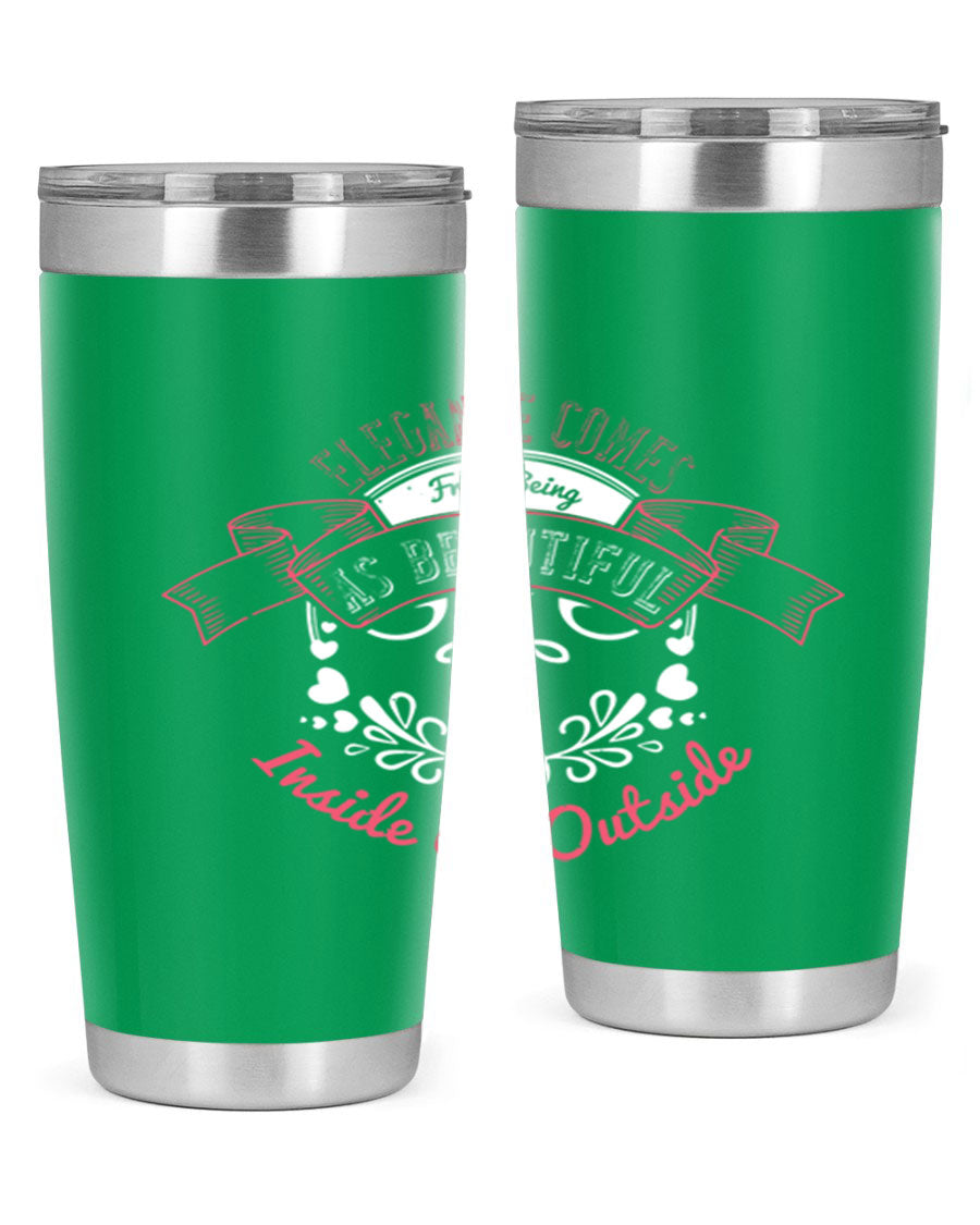 Elegance Style 213# stainless steel tumbler in 20oz and 30oz sizes, showcasing double wall vacuum insulation and a sleek design.