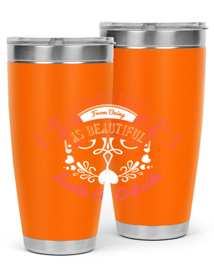 Elegance Style 213# stainless steel tumbler in 20oz and 30oz sizes, showcasing double wall vacuum insulation and a sleek design.
