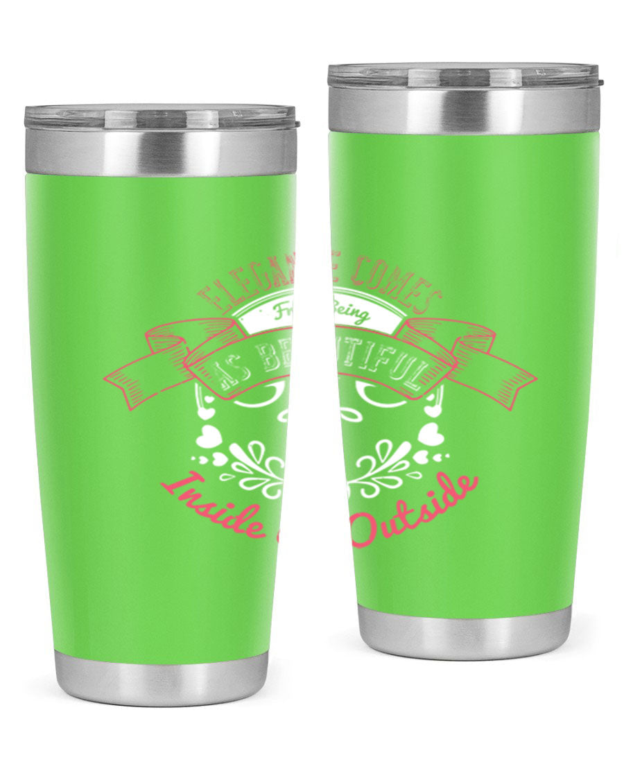 Elegance Style 213# stainless steel tumbler in 20oz and 30oz sizes, showcasing double wall vacuum insulation and a sleek design.