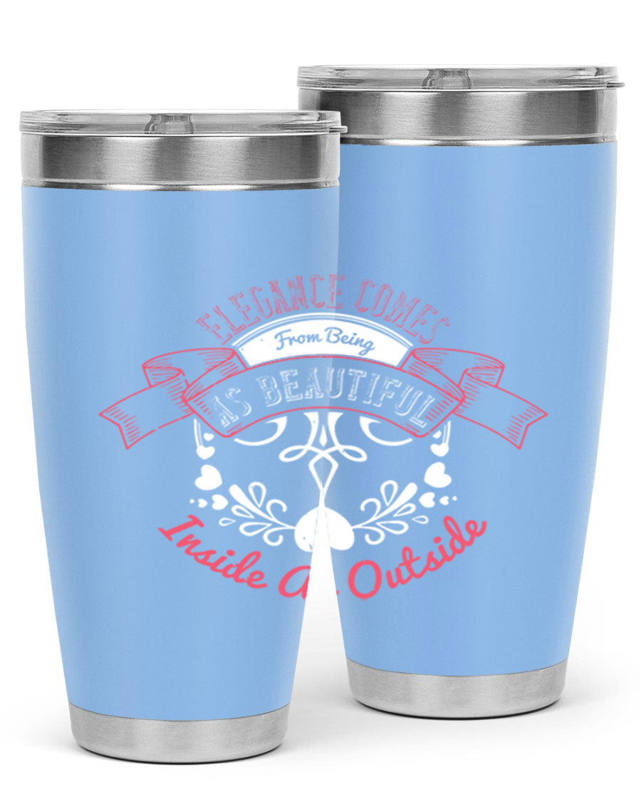 Elegance Style 213# stainless steel tumbler in 20oz and 30oz sizes, showcasing double wall vacuum insulation and a sleek design.