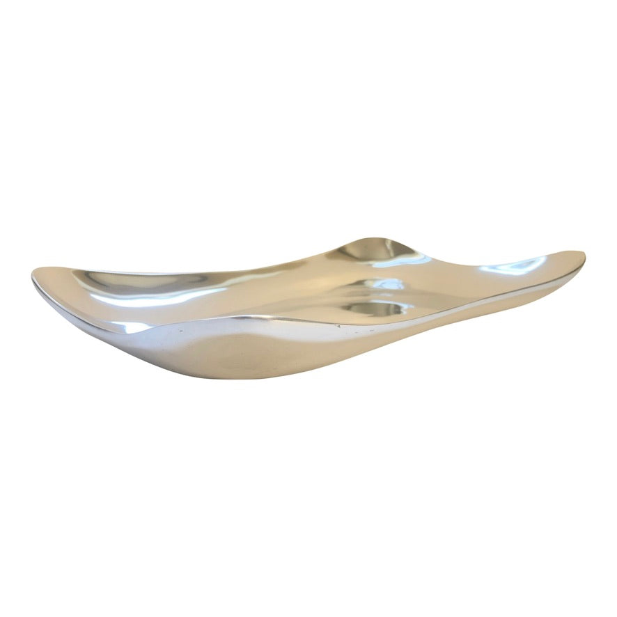 Elegant Serving Tray made of aluminum with a minimalist design, featuring round-shaped corners and a brushed finish.