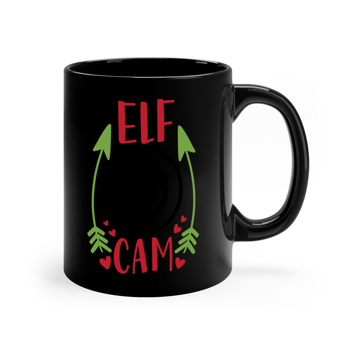 elf cam 279# Christmas Mug with two-tone design, featuring a colored handle and interior, glossy finish, available in multiple colors.