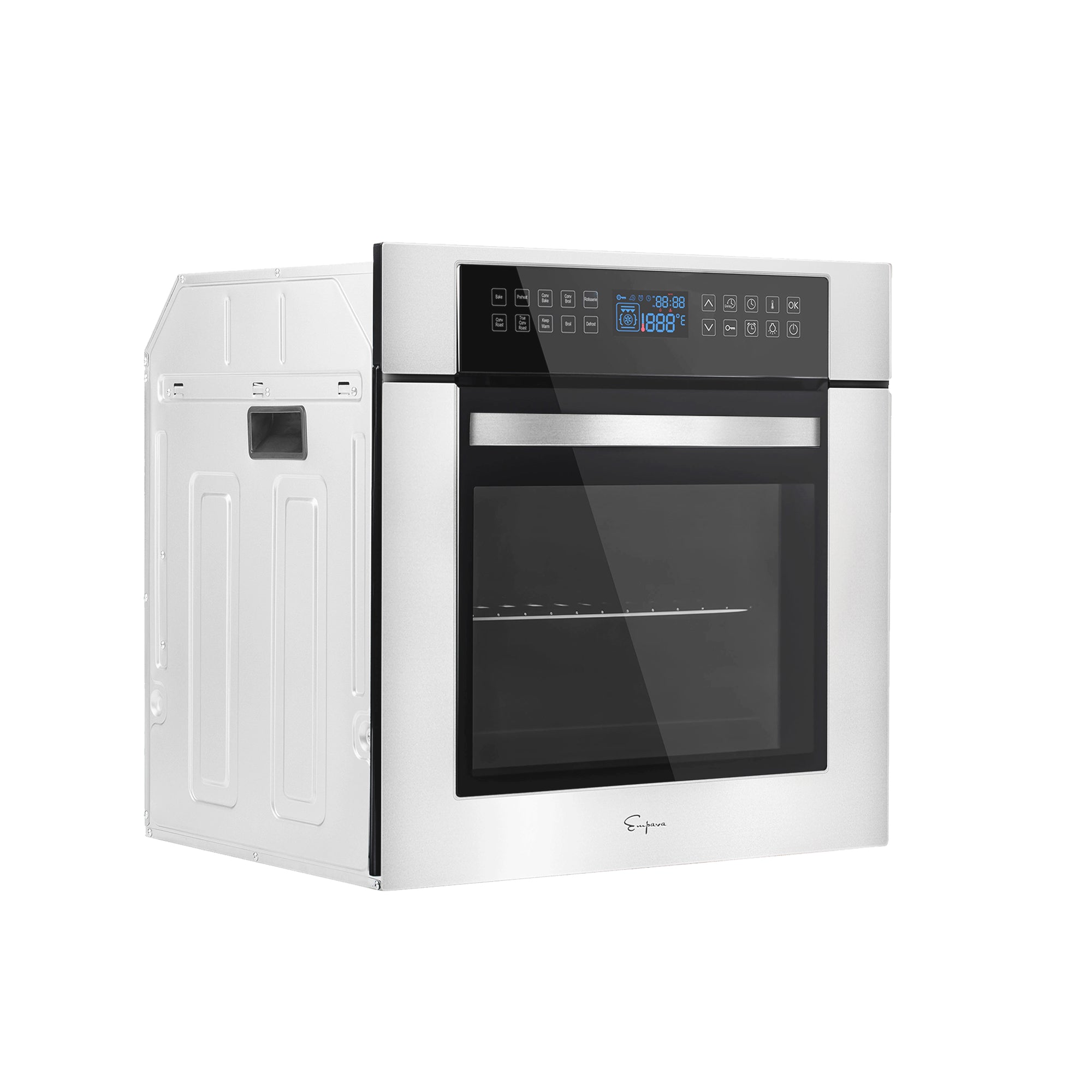 Empava 24WOC02 Electric Single Wall Oven with sleek design and tempered glass door, perfect for roasting and baking.
