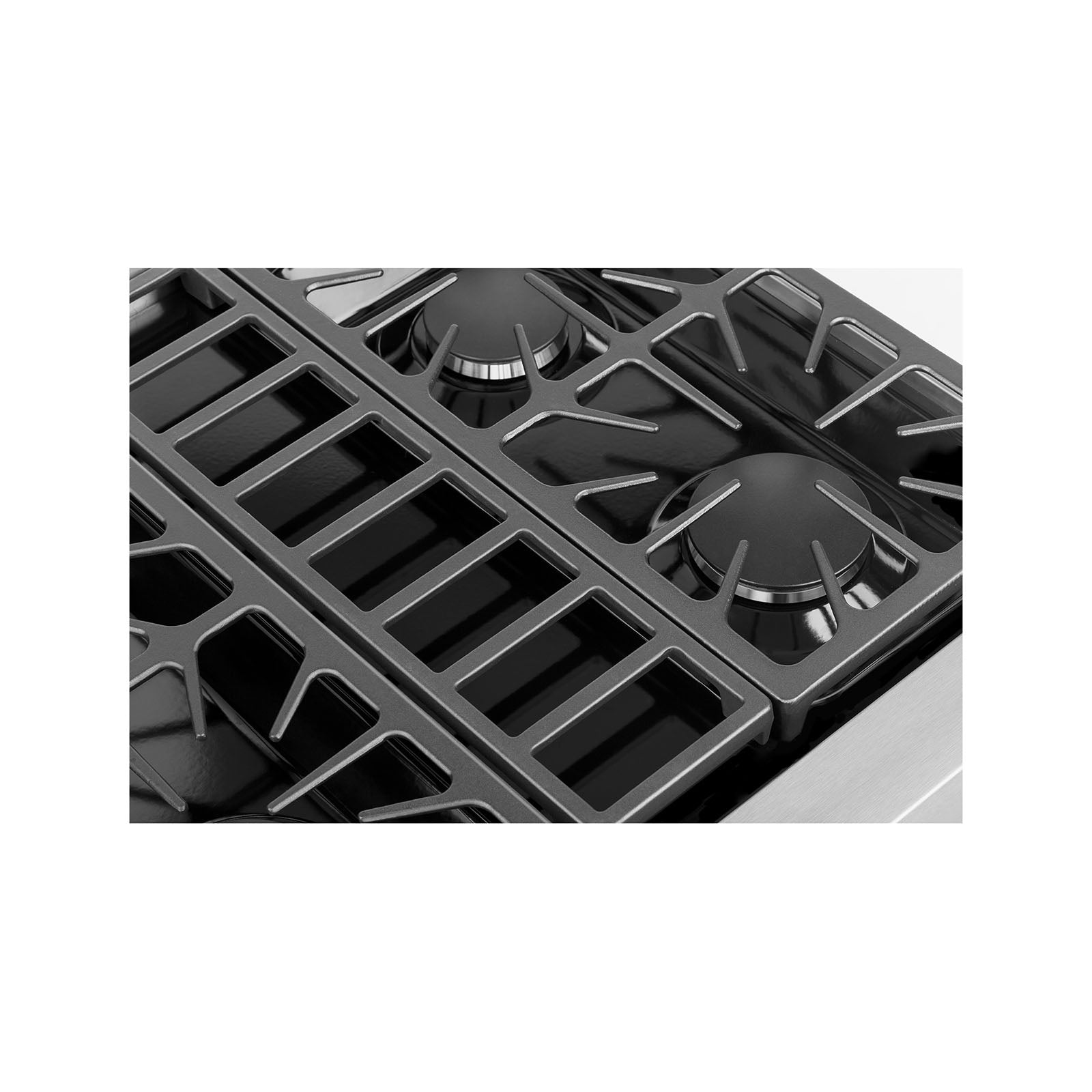 Empava 30GC30 Pro-style 30 in. Slide-in Gas Cooktop with four burners and blue LED control knobs.