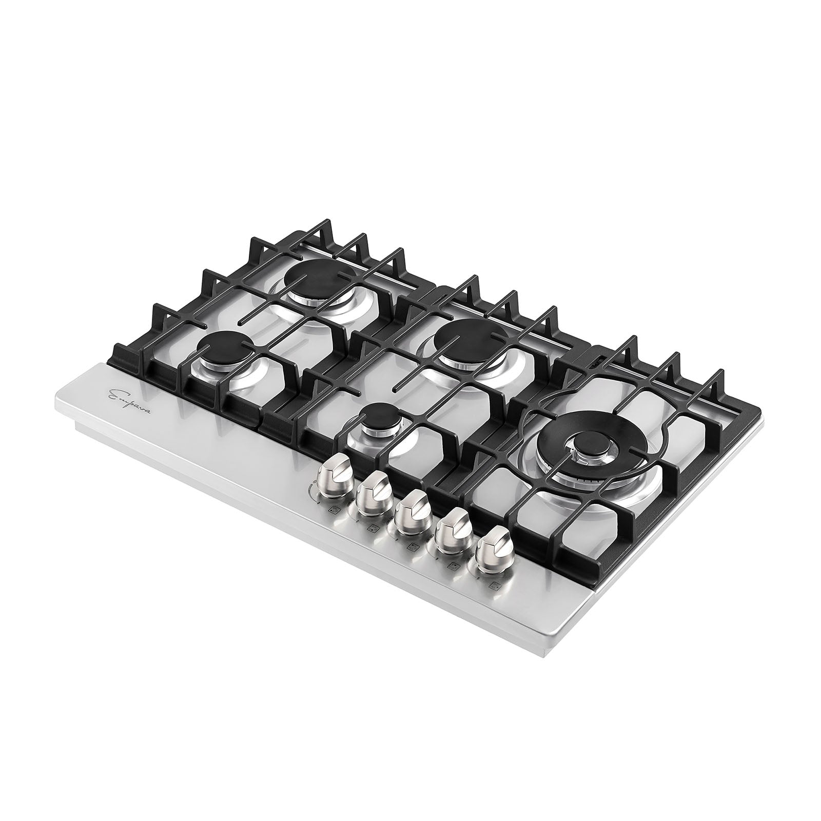 Empava 30 in. Built-in Gas Stove Cooktop with five burners and stainless-steel surface, designed for versatile cooking.
