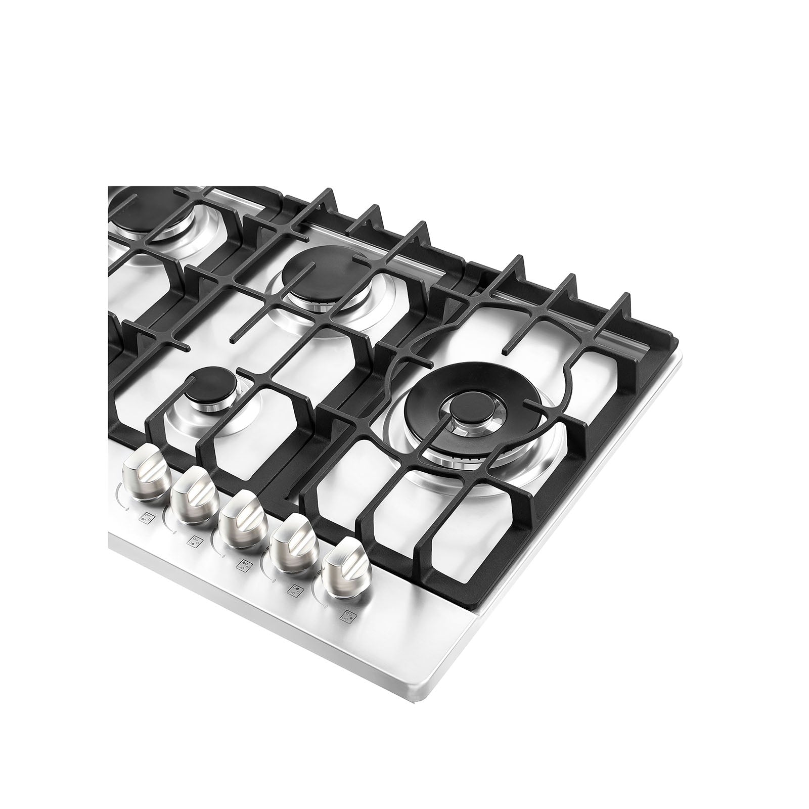 Empava 30 in. Built-in Gas Stove Cooktop with five burners and stainless-steel surface, designed for versatile cooking.