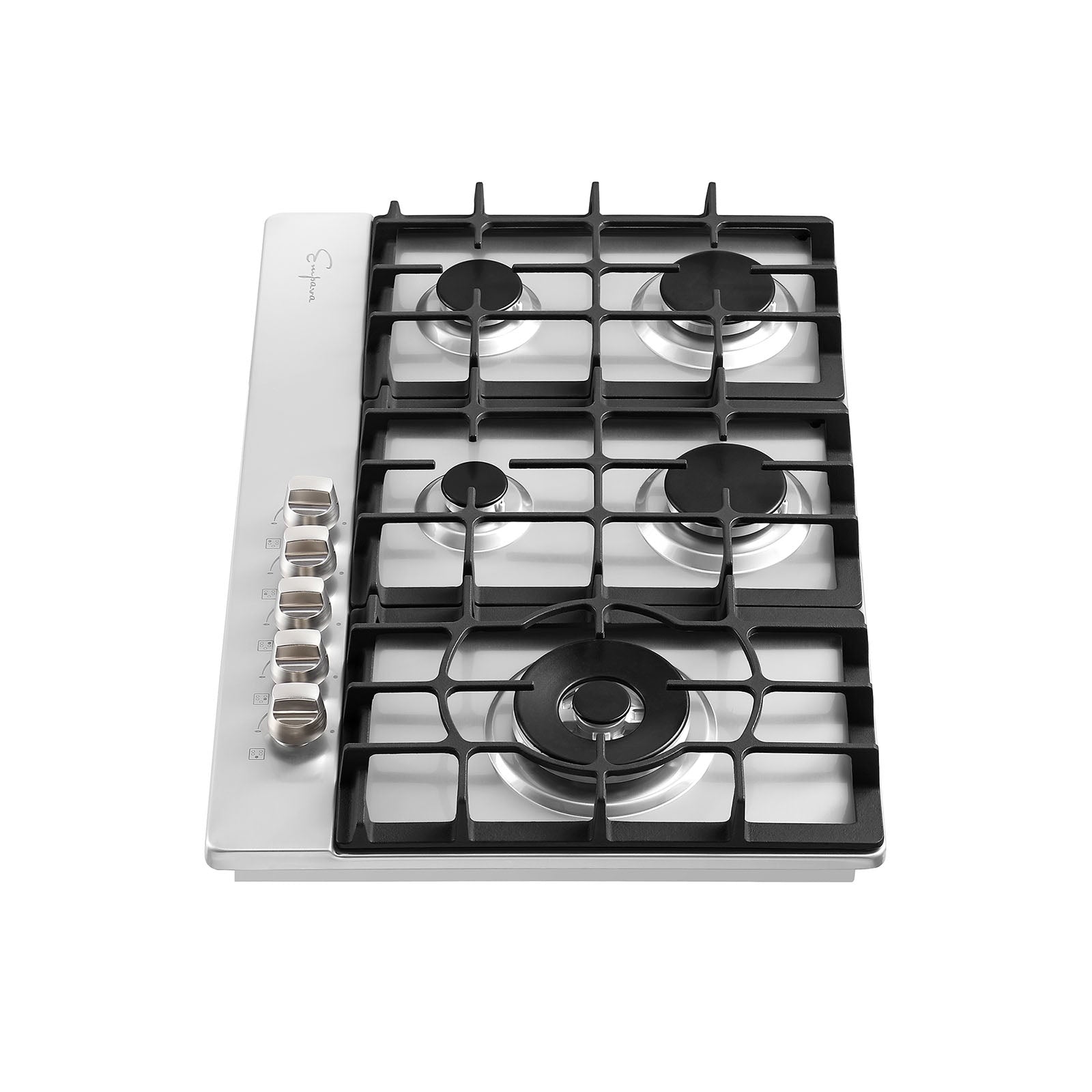 Empava 30 in. Built-in Gas Stove Cooktop with five burners and stainless-steel surface, designed for versatile cooking.
